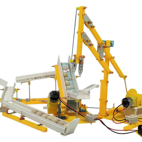 DIY Assembly Line Conveyor Belt Educational Toy For Home Teens Hands On STEM Project With Circular Conveyor Model Learn Mechanics Build Real World Engineering Skills Fun Interactive Learning Tool For Kids And Hobbyists, yellow PP, 39x32x21 cm