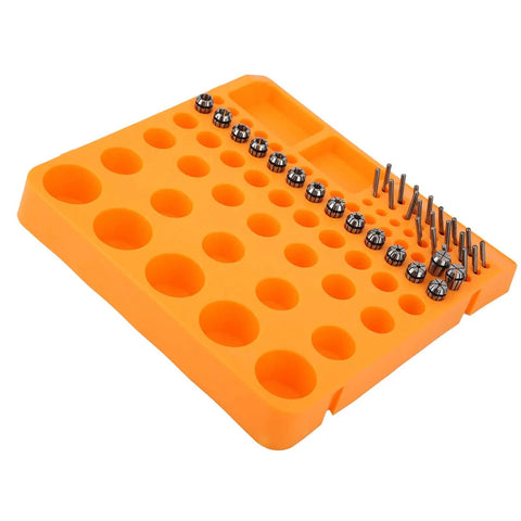 FTVOGUE ER11 Collet Chuck And Pointed Knife Set For CNC Milling, arranged in an orange holder for easy organization.