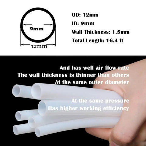 12mm OD Pneumatic Nylon Air Hose for Fluid Transfer or Air Brake System, 16.4 Ft Black, 9mm ID, 1.5mm Wall, SAEJ844 specs