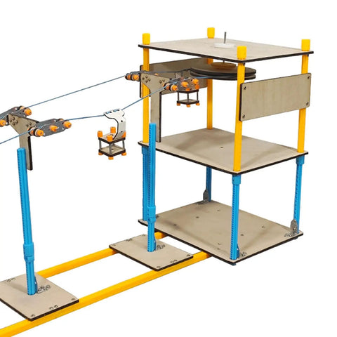 Sightseeing Cable Car DIY System Model Wood Toy Kit For Kids And Students Realistic Tower Supports Hands-On Educational Physics Experiment For Home And School STEM Learning Toy For Primary Projects, wooden cable car model
