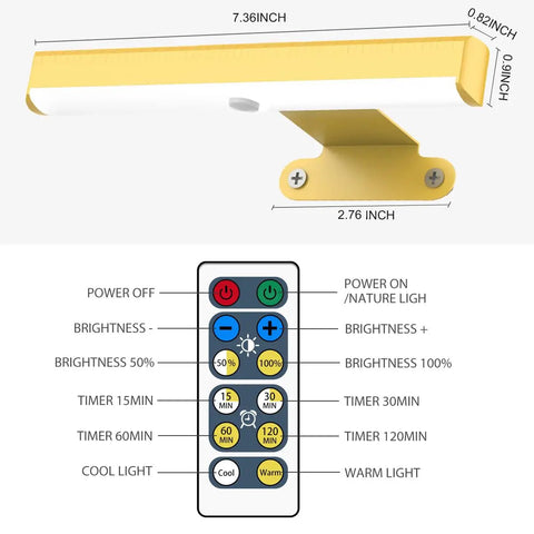 4 Pack Wireless Picture Light With Remote Battery Operated Wall Sconces detailed dimensions and remote control features