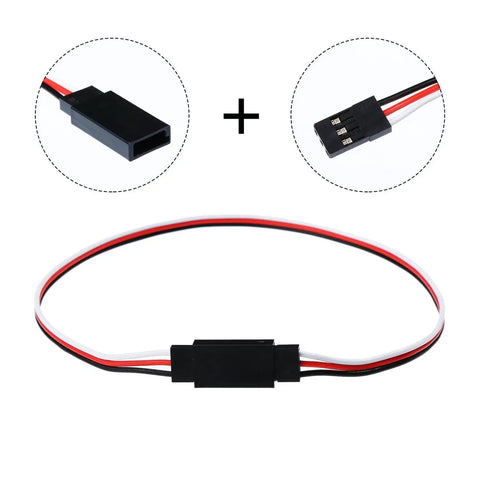 20 Piece 3 Pin Servo Extension Cables Female To Male RC Wiring Kit showing connectors and cable length details