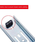 Close-up of 22 Inch Full Extension Ball Bearing Drawer Slides Side Mount 5 Pair Heavy Duty Zinc Plated Steel Quiet Smooth Glide 100 LB Capacity with stop feature