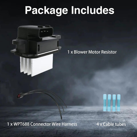 HVAC Blower Motor Resistor Kit With WPT688 Connector Wire Harness For Ford Expedition 2009 2017 package components