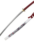 Hand Sharpened 1060 High Carbon Steel Samurai Sword Showpiece For Display And Iaido Practice with white saya, dark red ito sageo.