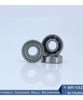 Top Grade Mr105 3NC Hybrid Ceramic Bearings For Industrial Motors And Spindles Featuring Abrasive Resistant Si3N4 Balls With Abec 1 Precision, showing three bearings.