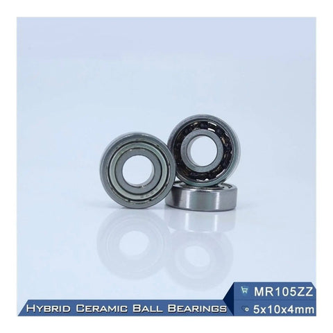 Top Grade Mr105 3NC Hybrid Ceramic Bearings For Industrial Motors And Spindles Featuring Abrasive Resistant Si3N4 Balls With Abec 1 Precision, showing three bearings.