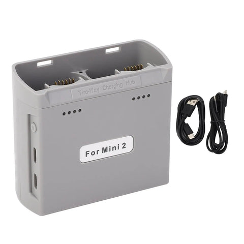 Two Way Battery Charging Hub For Drones Portable PD Fast Charging Station Delivers Sequenced Battery Charging For Mini 4K Mini SE Mini 2 Drone Accessories Grab And Go, gray hub with cables for Mini 2