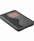 Zero Drip Drama Gongfu Tea Station Serving Tray With Imitation Ebony Stone Finish And Smart Catch Basin Design, charcoal color, 14.2 x 9.4 x 2 size.