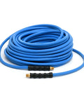 Lightweight Yet Durable Rubber Air Hose Three Eighths Inch By Fifty Feet, 300 PSI, 100 Percent Rubber, Ozone Resistant With Polyester Braided