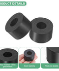 8 Pack Rubber Isolation Washers 1.4 Inch Outer Diameter 0.8 Inch Inner Diameter 0.6 Inch Thick Anti Vibration Pads For Home Auto And Equipment Black Heavy Duty Performance shown with close-up details in hand and side views