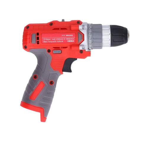 The Real Deal Cordless Drill Driver Featuring Kickin 25 Adjustable Speed Gears And 52Nm Precise Torque Control For Straightforward Home Projects And Dependable Daily Performance, red and grey design, ergonomic grip.