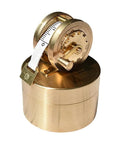 Top Shelf Vintage Brass Mini Tape Measure With Retractable Sewing Ruler That Is Totally Built Tough For All Tailor Jobs Featuring One Meter Gauges You Gonna Adore Using On Every Next Crafting Project Today Right Now, compact brass design.