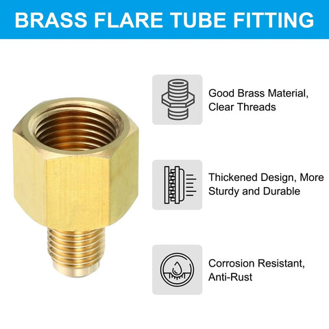 Three Eighth Inch Female Flare to One Quarter Inch Male Flare Connector Pack Of 2 brass adapter with durable threading