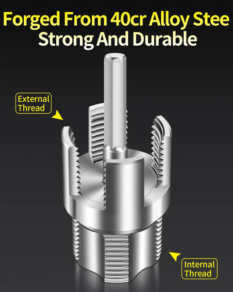Dual Function Pipe Threading Tool For PVC Piping Internal And External Threads With 1/2 And 3/4 Dies Heavy Duty Alloy Steel