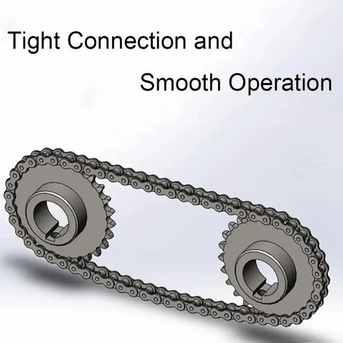 Heavy Duty Hardened Chain Sprocket 1 Inch Bore 15 Tooth 45# Steel Gears With chain for smooth operation in machinery.