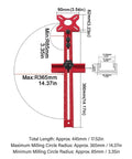 Diagram showing dimensions of the 4 In 1 Router Jig With Adjustable Milling Groove Bracket For Woodworking with modular base.