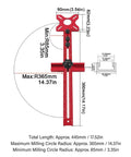 4 In 1 Router Jig Kit For Pro Woodworking Circle Cutting Guide Edge Trimmer Center Finder And Round Block Cutter With Built To Last Heavy Duty Aluminum Alloy Base 445mm Length For Cabinets And Furniture Making, red aluminum jig with 445mm length dimensions