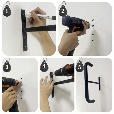 Installation steps of Overhead Garage Storage Hooks And Heavy Duty Double Ceiling Rack For Lumber Ladders Bikes Tires