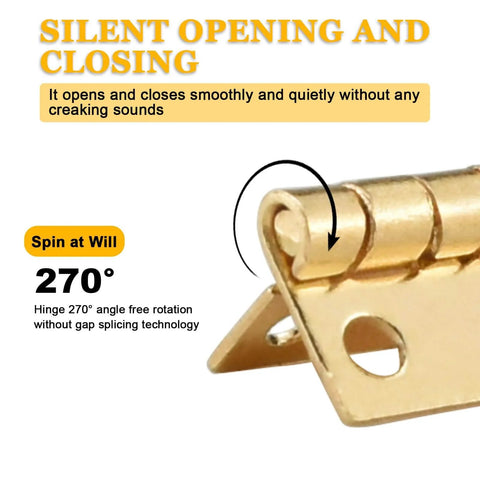 ZIUZI 60Pcs Mini Hinges, 270 Degree Rotation Miniature Furniture Hardware shown at 270-degree rotation highlighting silent operation