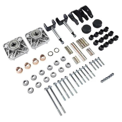 Upgrade Your Ride With This Durable Cart Front End Repair Kit Designed For 2004 On Club Car Precedent Gas Models To Restore Handling And Fix Wobbling Issues Smoothly. Front end repair kit with bearings, bolts, bushings, and brackets for Club Car Precedent gas