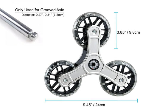 Replacement Stair Climbing Wheels For Shopping Cart And Laundry Trolley, Triangle Rubber Wheels, 9.45-inch diameter, grooved axle compatible