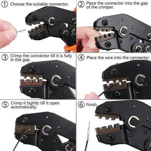 Dupont Connector Kit With 620 Pcs Crimp Pliers Crimper JST Pro Grade Tool Set step-by-step wire crimping process