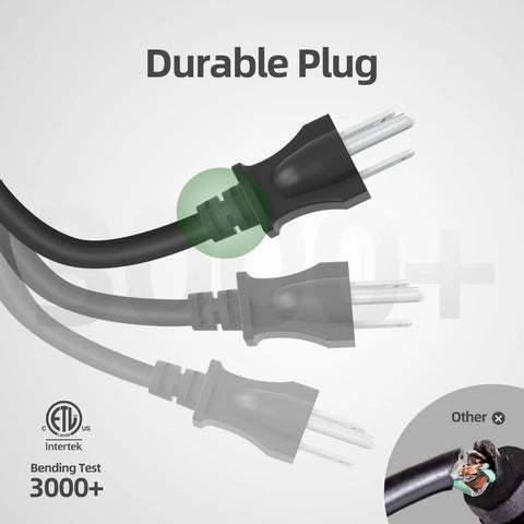 100 Foot Outdoor Extension Cord Weatherproof 3 Prong Power Cable For Home And Garden 16 AWG 13A 1625W ETL Listed