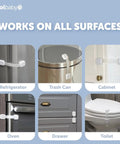 Four Pack Baby Proof Cabinet, Drawer, Fridge, Toilet And Trash Can Locks With 3M Adhesive - No Tools Needed, Kid Safe