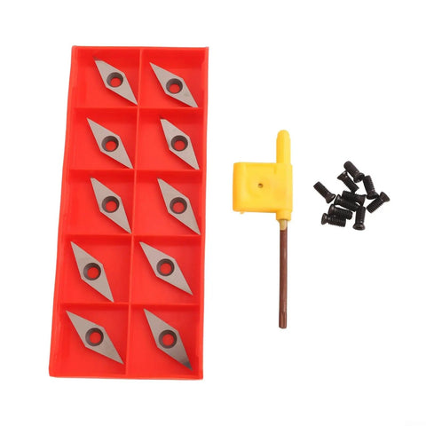 Top Shelf Carbide Indexable Inserts For Wood Lathe Turning Tools, Square Four Sided Cutters With Screws And Wrench, Straight-Uptough Blades For Hardwood Plywood And Diy Project Work, Set Of 10 with red storage case, screws, and wrench.