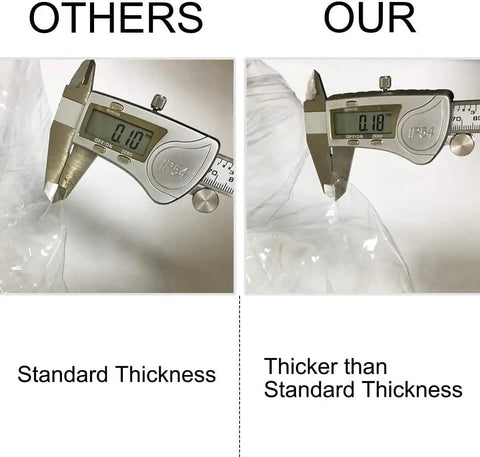 Comparison showing thickness of Clear Heavy Duty Plastic Couch Cover For Pets, Waterproof Scratch Proof Protector.