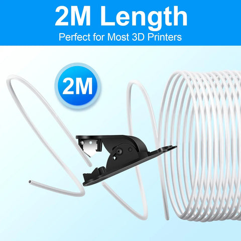 Bowden Tube Kit For 1.75mm Filament, 2 Meter PTFE Tube With 2.5mm ID And 4.0mm OD with cutter, shown coiled, for 3D printers