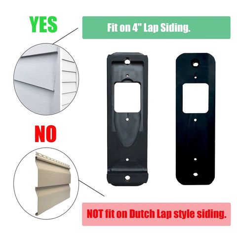 Vinyl Siding Mount For Blink Doorbell Angled Wedge Mount for 4 inch siding, not for Dutch Lap siding, black resin mount
