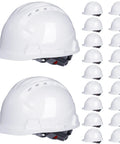 20 Pack 4 Point Suspension ABS Hard Hats With Ratchet Adjustable Fit For Construction, Vented Design, Cotton Brow Pad