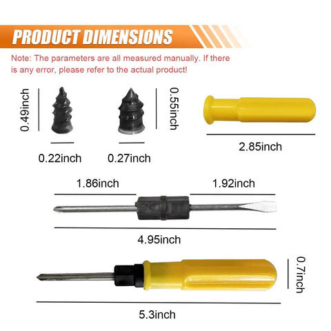 Product dimensions of DIY Ready 60 Pieces Tire Repair Rubber Plug Kit With Screwdriver In Durable Case for cars and trucks