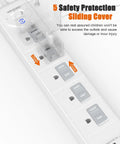 2 Prong To 3 Prong Outlet Adapter Power Strip With 5 Outlets And 3 USB Ports, 5ft Cord, wall-mountable with safety cover