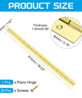 Heavy Duty Piano Hinge 36 Inch Long 2 Inch Wide Stainless Steel Continuous Door Hardware With Screws Gold Tone Finish dimensions and details.