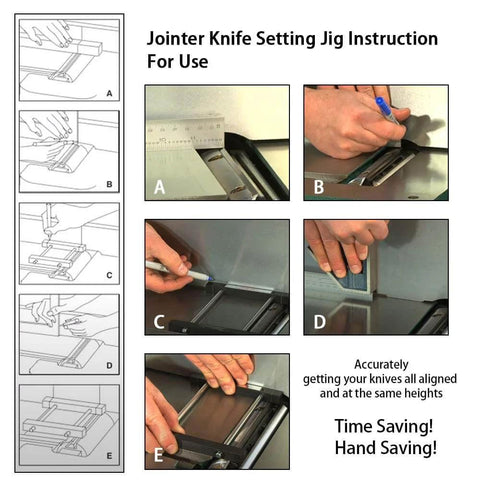 Magnetic Jointer Knife Setting Jig For 4 To 8 Inch Jointer Blades, Easy Quick Install, Precision Alignment Tool setup instructions.