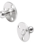 Two 2 Pack 10mm Ball Studs Mounting Brackets For Gas Struts And Shocks With Screws, Round Mounting Brackets, shown from different angles.