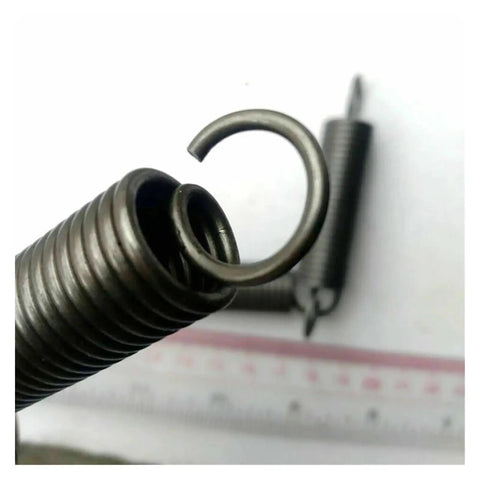 Heavy Duty Stainless Steel Tension Extension Springs, High Strength 65Mn Metal Coils with visible hook and coil detail.