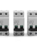 Three Two Pole 250V 32A DIN Rail Mount Miniature Circuit Breakers For Solar DC Systems, Plug And Play DC Disconnect Switches
