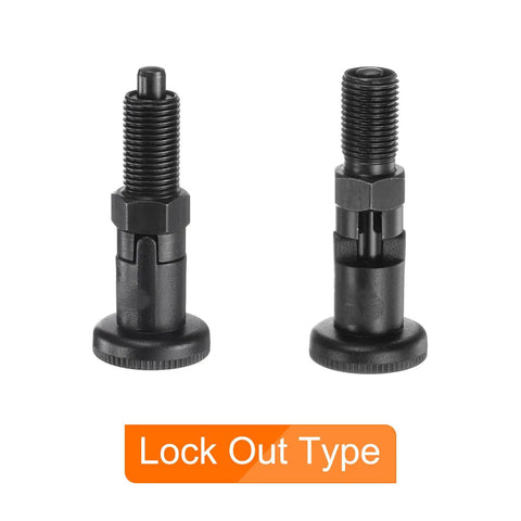 Badass 2 Pack Push Fit Ball Nose Spring Plunger M10x1 Thread 5mm Pin Diameter in lock out type design for secure indexing.