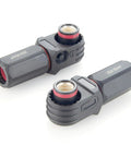 Heavy Duty Tough As Nails 90 Degree 350 Amp Single Core Plug For Electric Vehicle Battery And Energy Storage Connectors IP67 Waterproof Crimp Style Ready To Bolt Right In Black Connector, shown from an angled view.