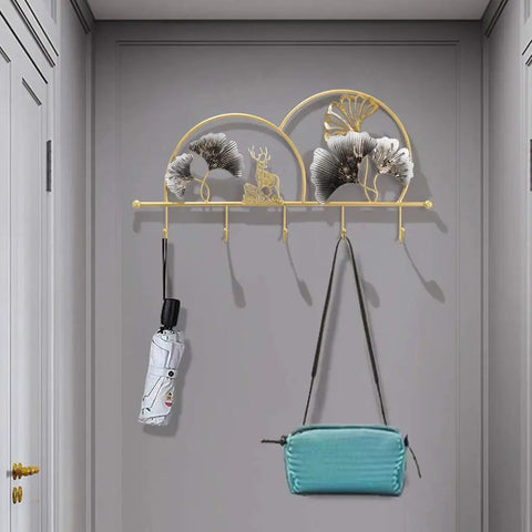 Heavy Duty Wall Mounted Coat Rack Hella Sturdy Iron Double Hooks For Entryway Mudroom Bathroom with umbrella and bag