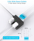Hella Dependable 25 Ft Extension Cord With Flat Plug Surge Protector Power Strip showing 3 outlet design with space-saving layout.