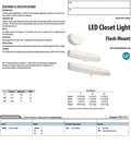 LED Flush Mount Closet Light With Motion Sensor For Bedroom, Bathroom, Pantry And Utility Room, Damp Rated And Hardwired, 18 Inch, Energy Efficient LED, Motion Activated Auto Off After 30 Seconds Of No Motion, Easy Install No Fuss Setup product sheet.