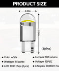 30 Pcs T10 Wedge LED Bulbs Kit For Car Interior Lights Replacement product size dimensions and specifications