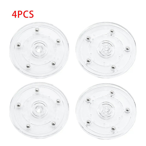 Clear 4 Inch Acrylic Lazy Susan Turntable Organizer Set With 4 Bearings for Spices Pantry Kitchen, 4 round transparent trays