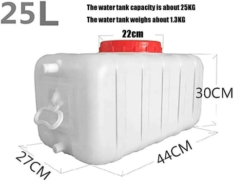 25L water tank with dimensions 44x27x30cm, red cap, white body - Durable 100L Water Tank Container For Home Office School Hotel And Public
