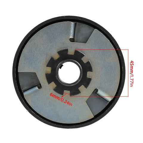 Smooth Operator Centrifugal Clutch For Go Karts And Mini Bikes Featuring 5/8 Inch Bore 10 Tooth Build showing detailed measurements.